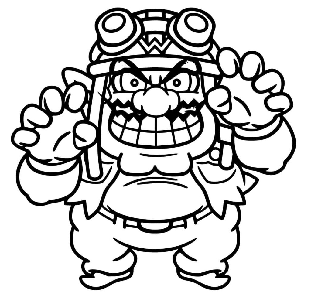 Desenho de Wario Muito Malvado para Colorir