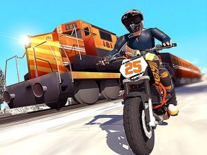 Tricky Bike Stunt vs Train Racing Game